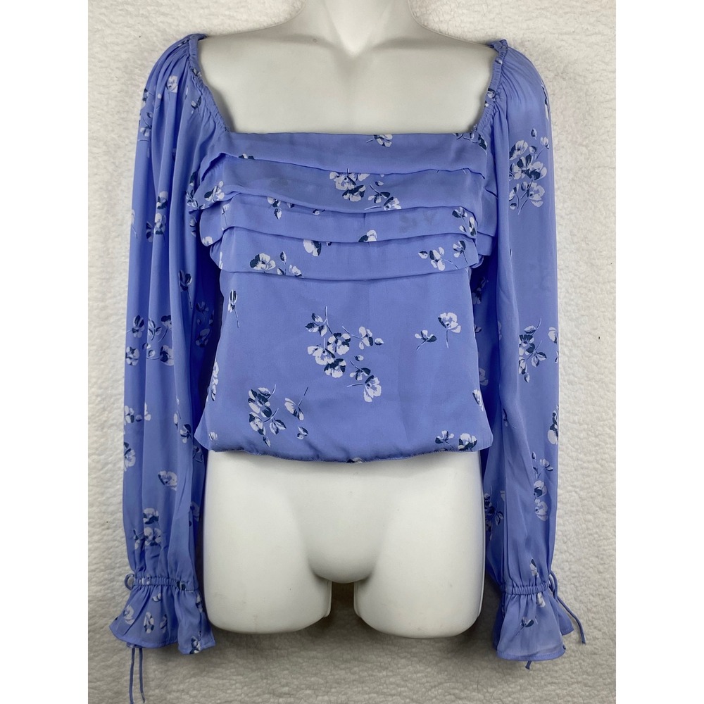Abercrombie & Fitch Women's‎ Small Blue Floral Ruffle Smocked Top Y2k